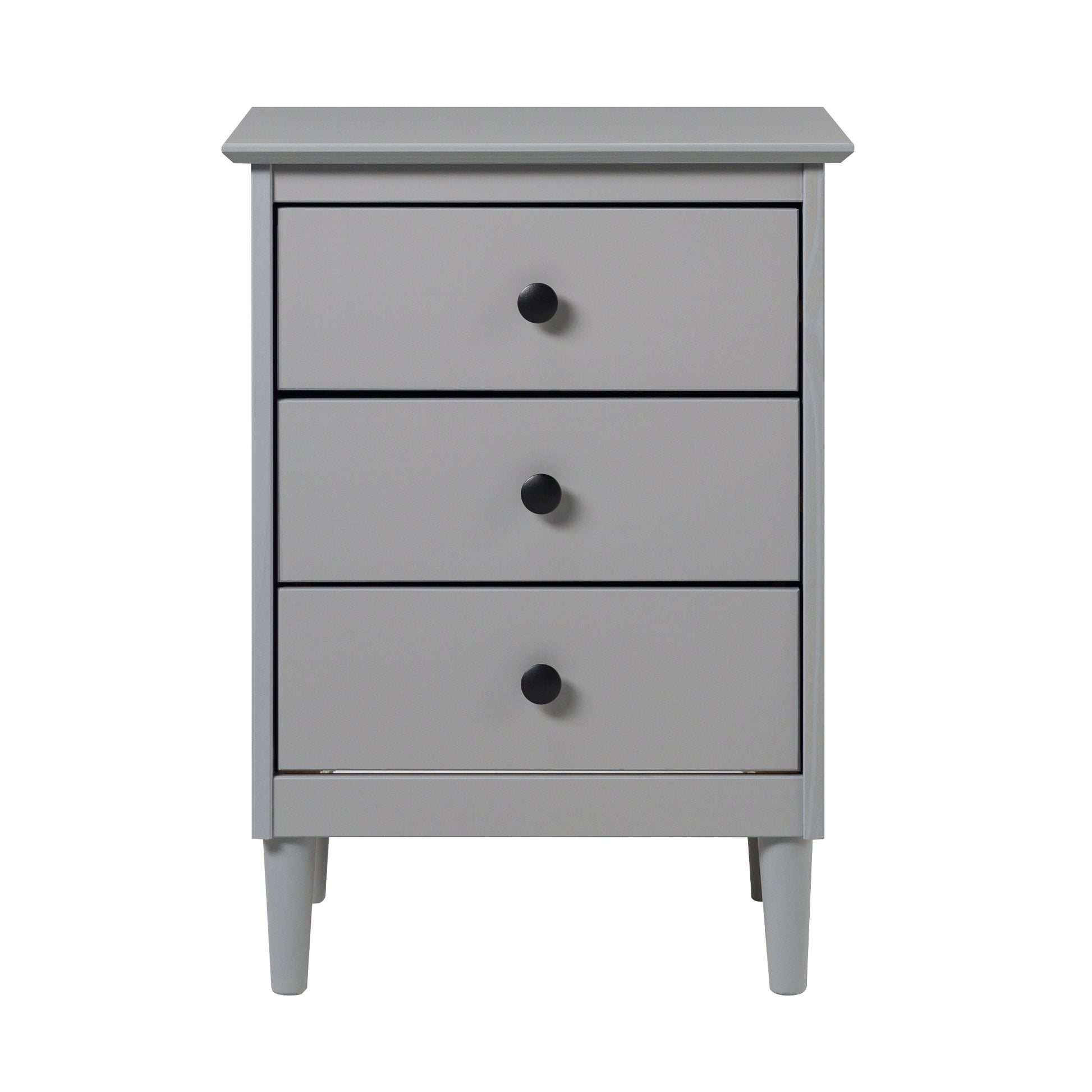 Classic Solid Wood 3-Drawer Nightstand – Grey