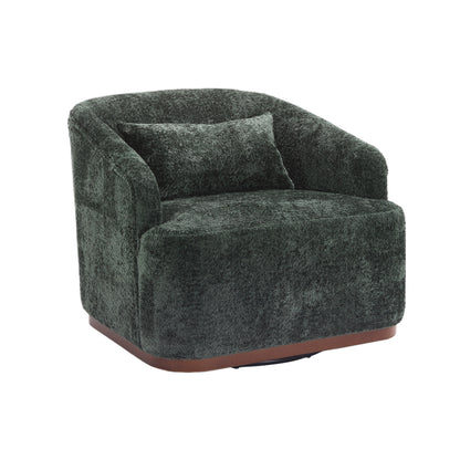 COOLMORE Swivel Barrel Chair, Comfy Round Accent Sofa Chair for Living Room, 360 Degree Swivel Barrel Club Chair, Leisure Arm Chair for Nursery, Hotel, Bedroom, Office, Lounge (Emerald Boucle)