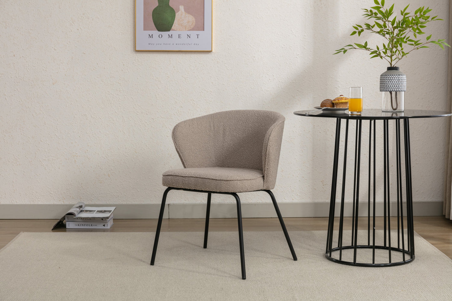 Retro Minimalist Modern Boucle Fabric Dining Chairs