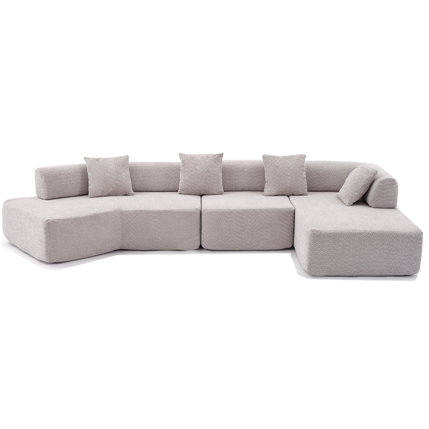 [NEW ARRIVED] [VIDEO PROVIDED]Modern Minimalist 140" L-Shape Couch ,No Assembly Required,Boucle,Modular Sofa ,Couch with Chaise,Free Combination Foam-Filled Sofa, 4 Seats, Gray