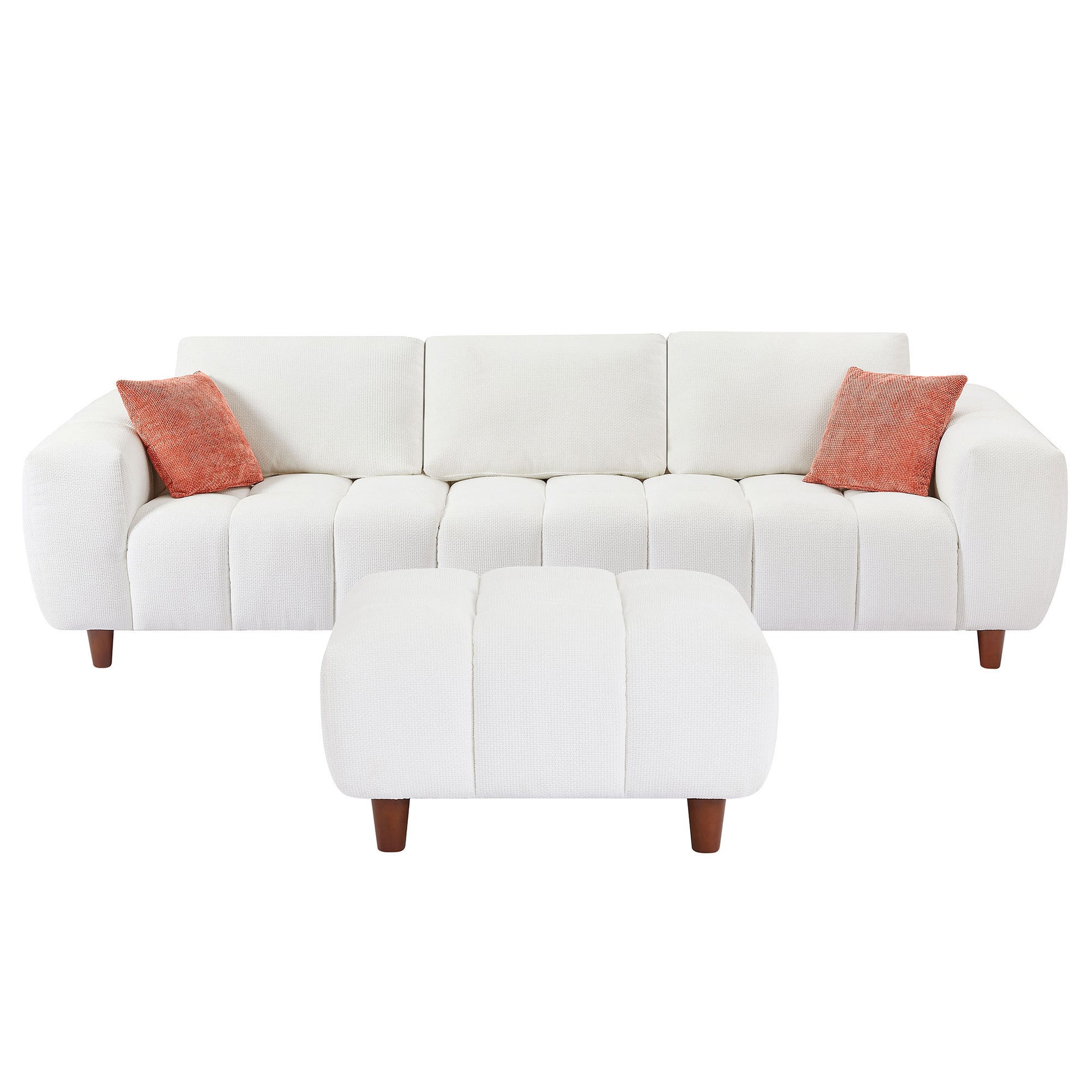 Convertible Sectional Sofa Couch, L Shaped Sofa with Fabric Couch,Modern Design Cream Style Marshmallow Sofa for Living Room and Office,White