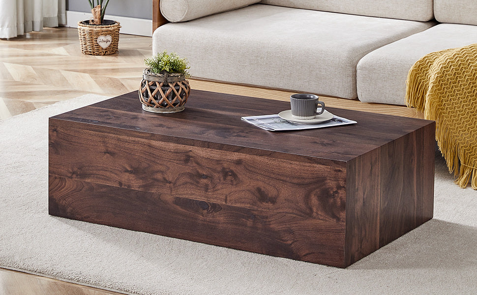 39.3*23.6*12 Inch Walnut Wood Grain MDF Coffee Table - Luxurious Design, Perfect Living Room Accent.Fashion texture design coffee table, suitable for various situations and scenes.