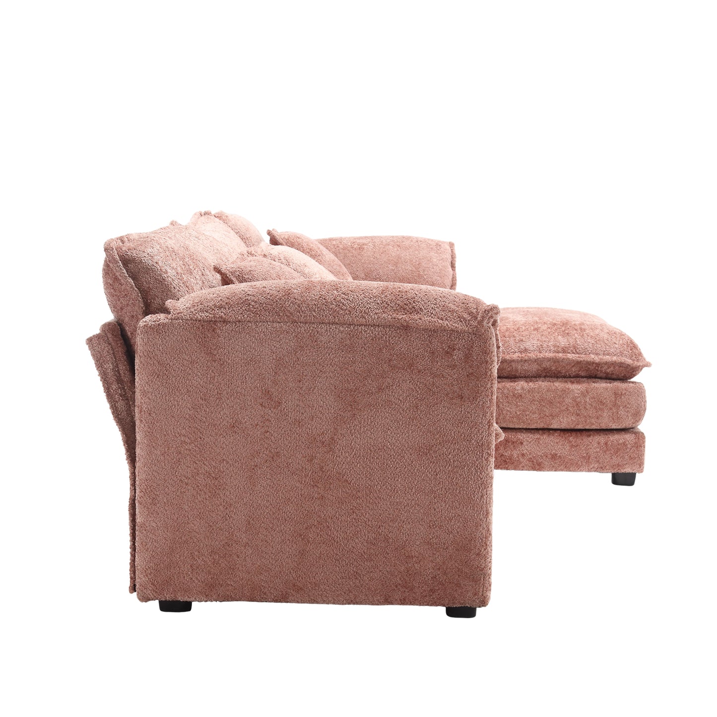 Modern Large boucle Fabric L-Shape Sectional Chenille fabric, movable pedals, detachable armrests, oversized three-seat Sofa