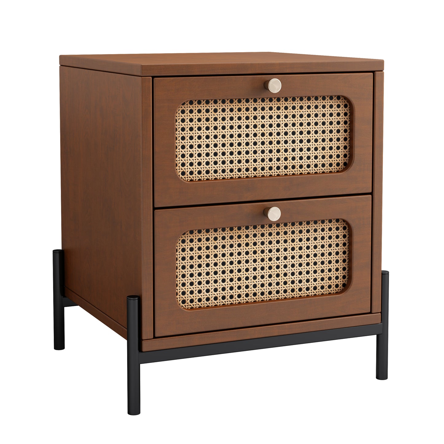 Yara Modern Cannage Rattan Wood Nightstand