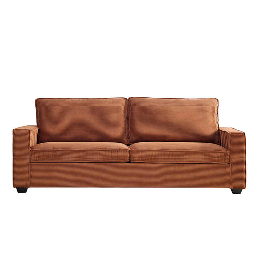 Corduroy Sofa, 87.4 inch Modern Design Sofa with Cup Holder and Storage Bags, Deep Seat Sofa Couch,Comfy Couch for Living Room,Apartment,Office,Brown