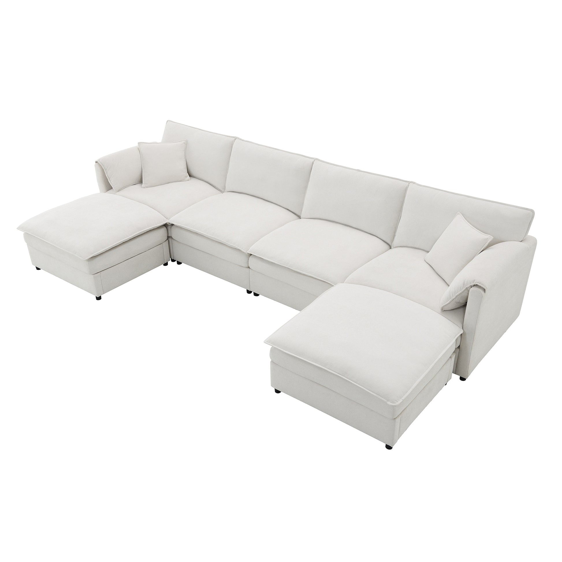 [VIDEO provided] [New] 134*66" Chenille Modular Sectional Sofa,U Shaped Cloud Couch Set with Double Cushions ,6 Seat Sleeper Sofa Bed with Ottomans,Oversized Indoor Furniture for Living Room, 3 Colors