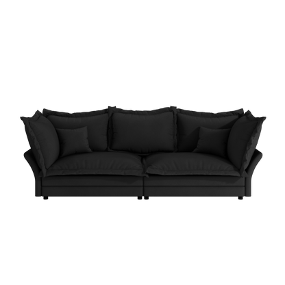 90.55" Modern Comfy Upholstered Sofa Cloud Couch, Deep Seat Couches with Multiple Large Soft Pillows,Convertible Deep Seat Chaise Longue for Living Room Bedroom,Apartment,Office,BLACK