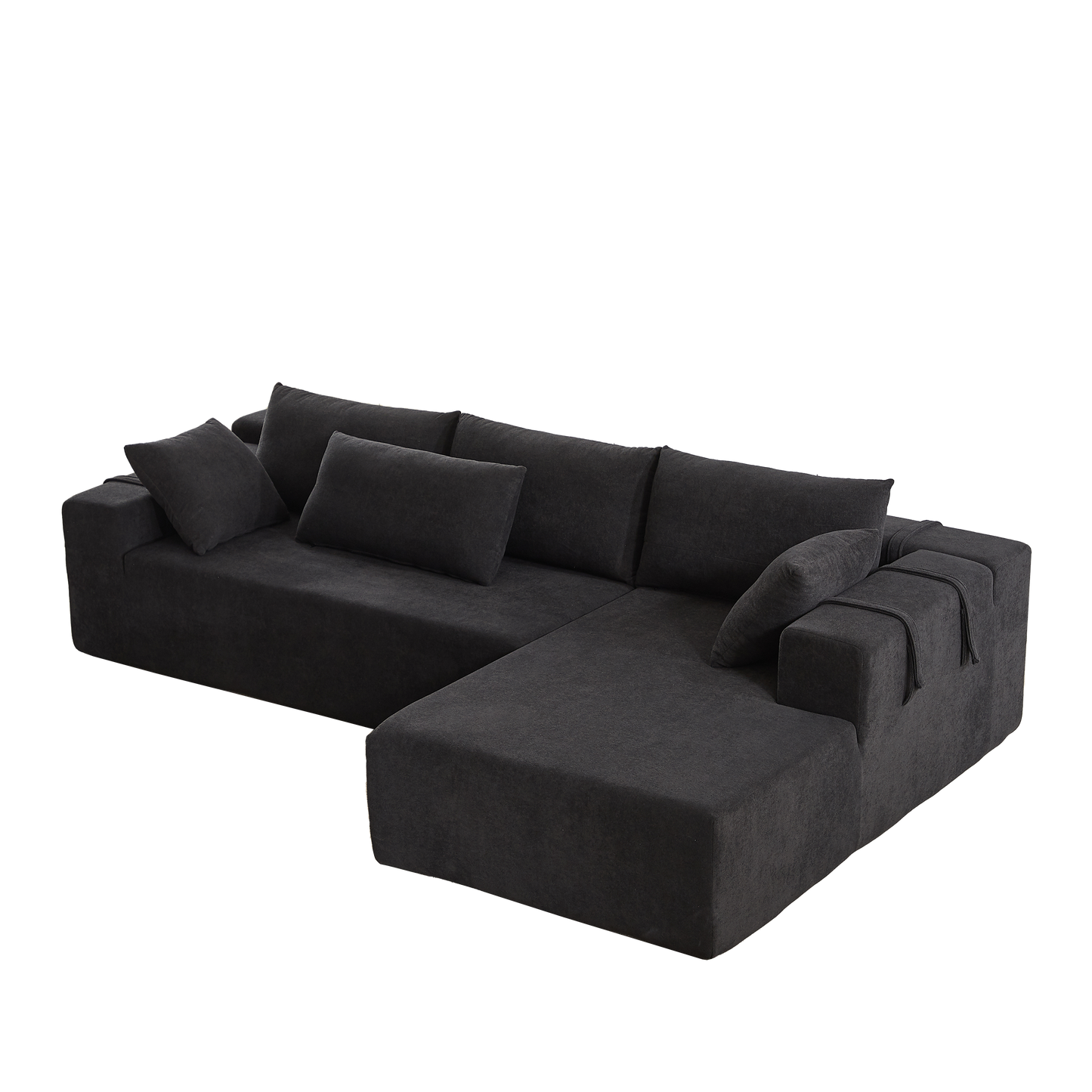 Modern Chenille Upholstered Sectional Sofa Couch Set,Modular 108" L Shaped Sectional Living Room Sofa Set With 6 Pillows,Free Combination Sofa Couch for Living Room,Bedroom(Right Chaise)