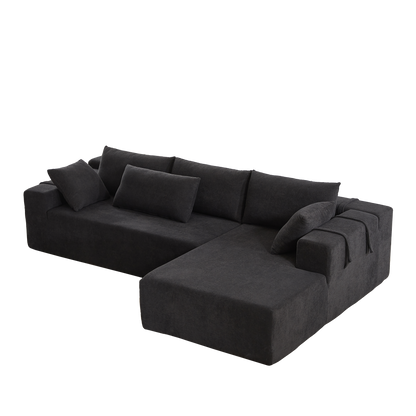 Modern Chenille Upholstered Sectional Sofa Couch Set,Modular 108" L Shaped Sectional Living Room Sofa Set With 6 Pillows,Free Combination Sofa Couch for Living Room,Bedroom(Right Chaise)