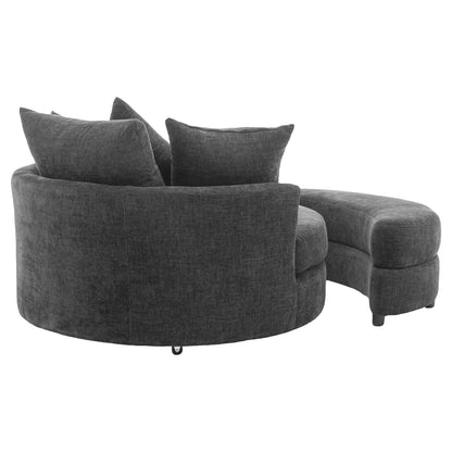 Orisfur. 360° Swivel Accent Barrel Chair with Storage Ottoman & 4 Pillows, Modern Chenille Leisure Chair Round Accent for Living Room, Gray