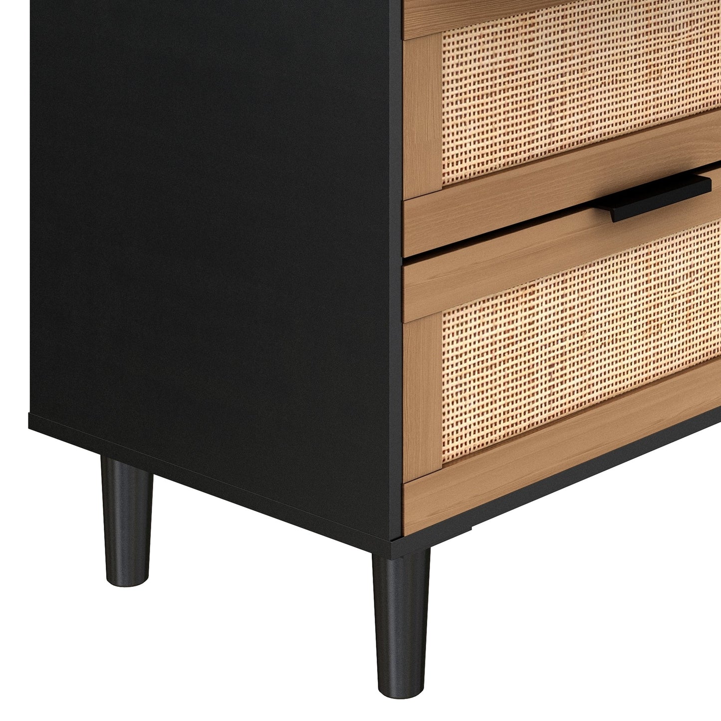 6 drawers Rattan dresser Rattan Drawer, Bedroom,Living Room (Black) - Groovy Boardz