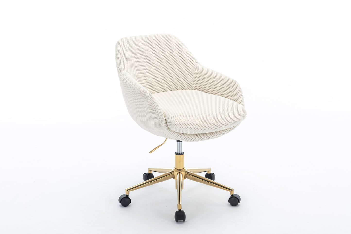 046-Mesh Fabric Home Office 360°Swivel Chair Adjustable Height With Gold Metal Base,Beige