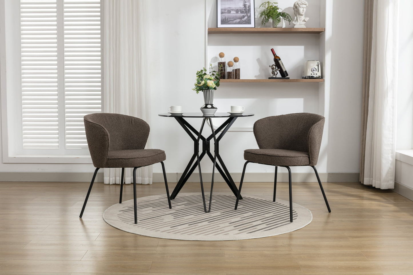 Retro Minimalist Modern Boucle Fabric Dining Chairs