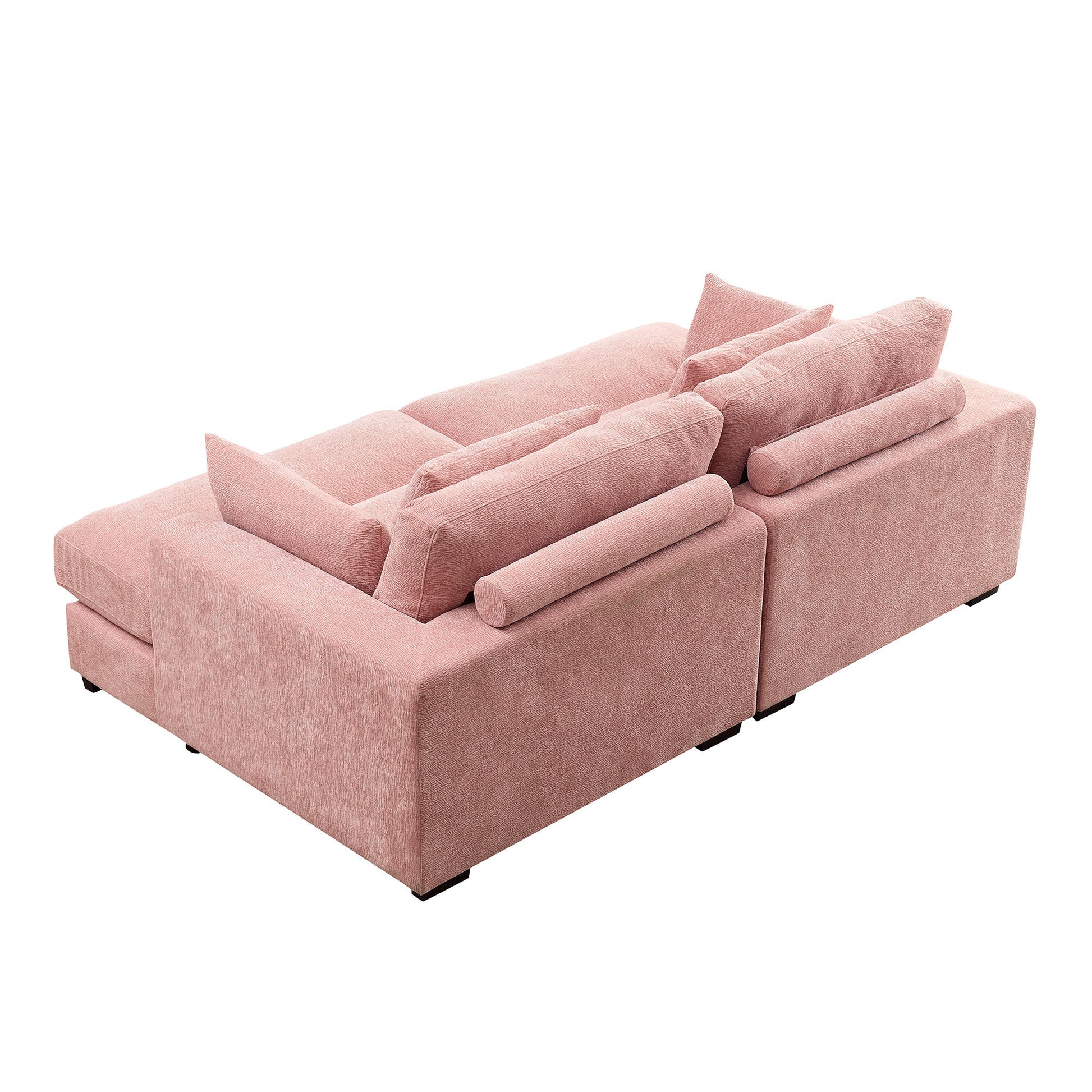 89.76 inch Double Sleeper Sofa Cloud Couch Soft Fluffy Fabric Upholstery with Square Armrests,Comfor Daybed with Over Wide Sofa Bed,Modern Beanbag for Living Room  Apartment,Pink