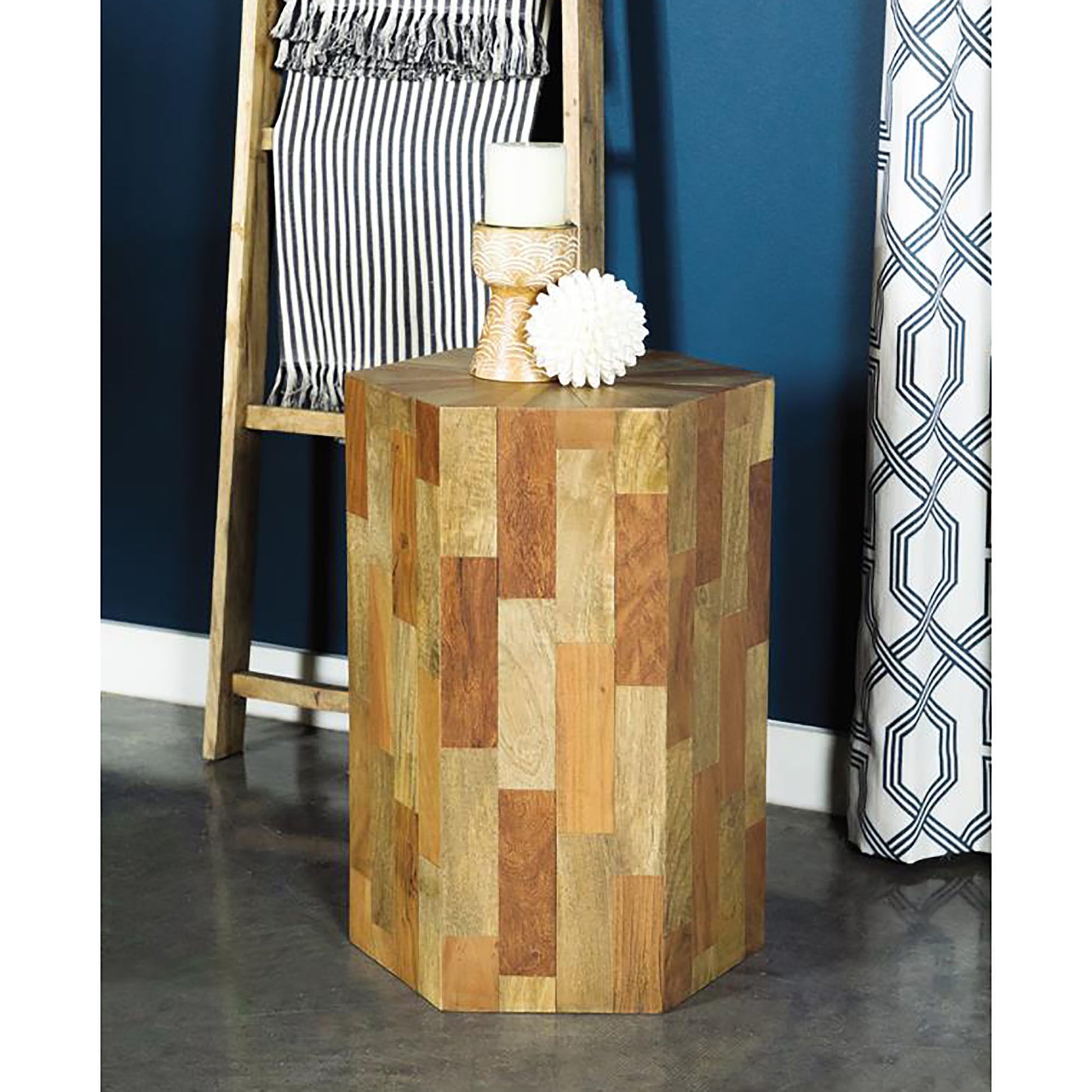 Natural Hexagon Shape Accent Table