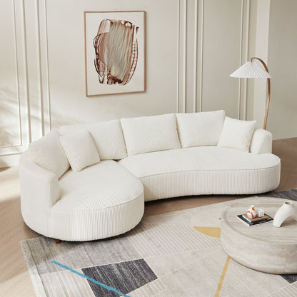 122.04 inch Oversized Sectional Sofa, Modern Couch with Chaise, Comfy Sofa Couch with Left  Facing Chaise, White Corduroy Sofa