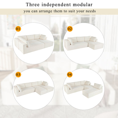 U_Style Modern Large Modular Sectional Sofa for Living Room, Bedroom, Salon, 3 Piece Free Combination