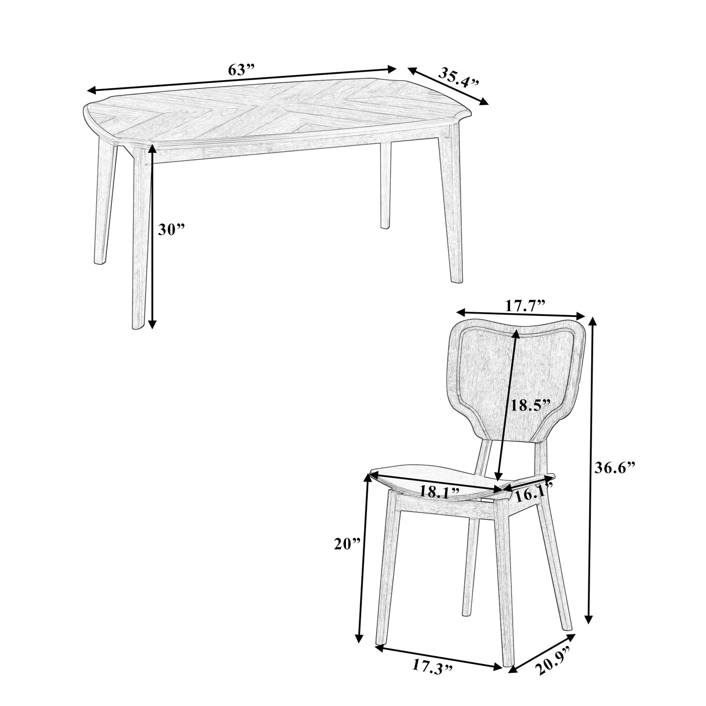 TOPMAX Vintage 7-Piece Dining Table Set with 6 Dining Chairs, Espresso