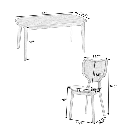 TOPMAX Vintage 7-Piece Dining Table Set with 6 Dining Chairs, Espresso