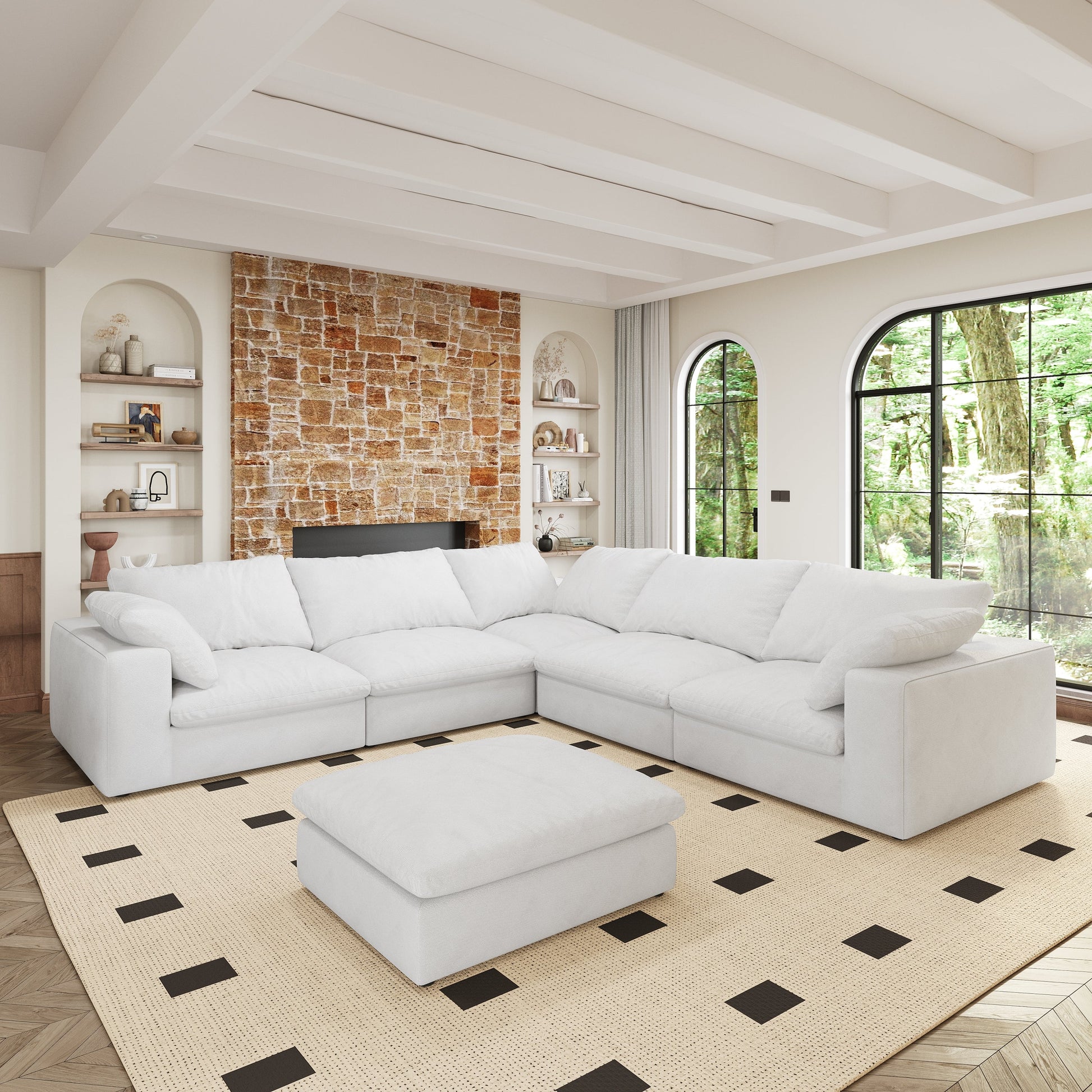 Cloud Modular Sectional Sofa with Storage Ottomans, Down Filled Comfort for Living Room