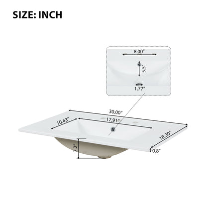 30" Bathroom Vanity with Sink, Multi-functional Bathroom Cabinet with Doors and Drawers, Solid Frame and MDF Board, Green