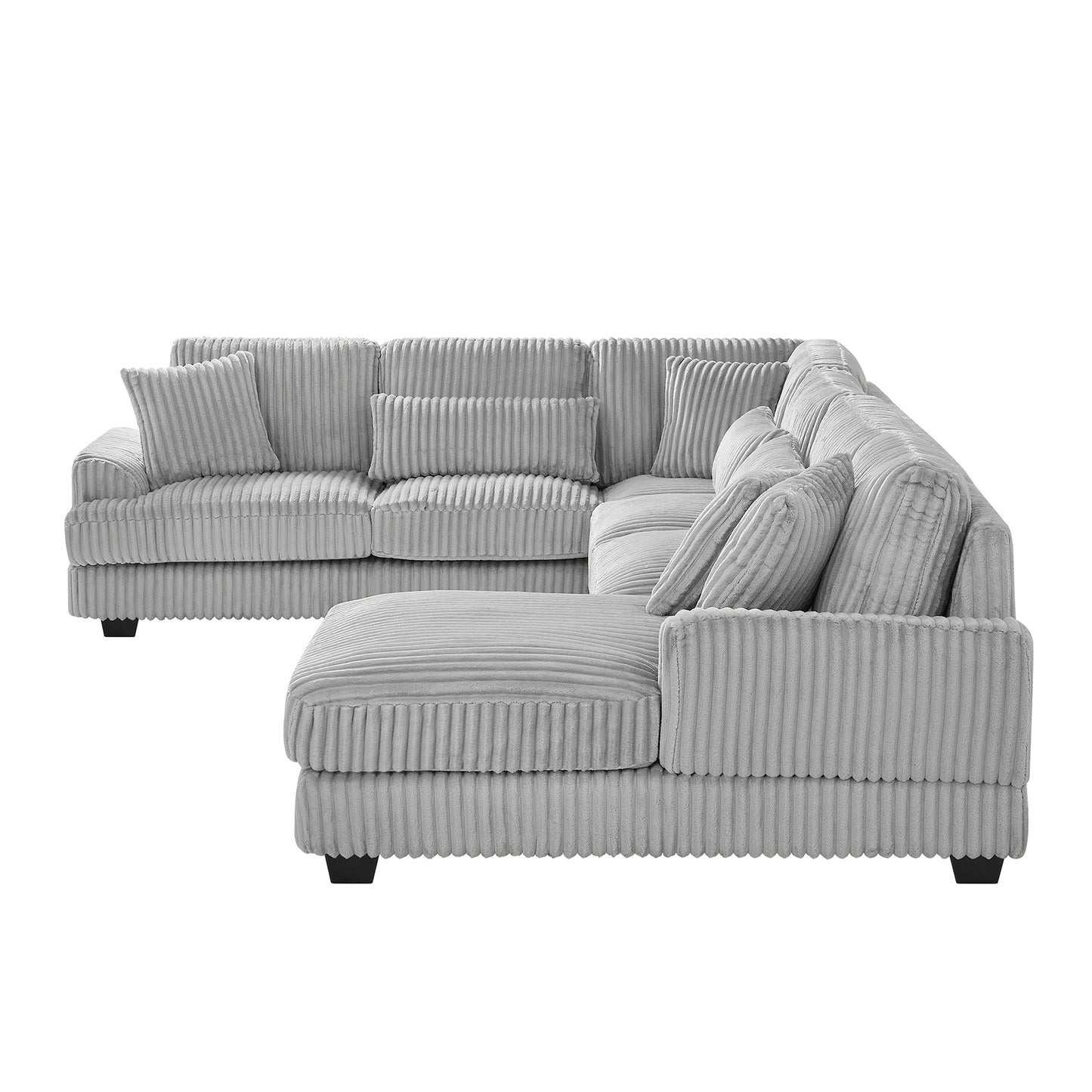 129" Oversized Sectional Sofa U-shaped Sofa Couch Modern Sofa Upholstered in Soft Corduroy with a Chaise Lounge for Living Room, Grey