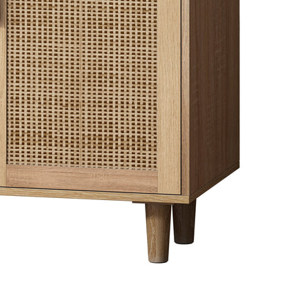 62.20"Elegant and Functional 4-Door Rattan Decorative Storage Cabinet,for Bedroom,Living Room,Office,Easy Assembly - Groovy Boardz