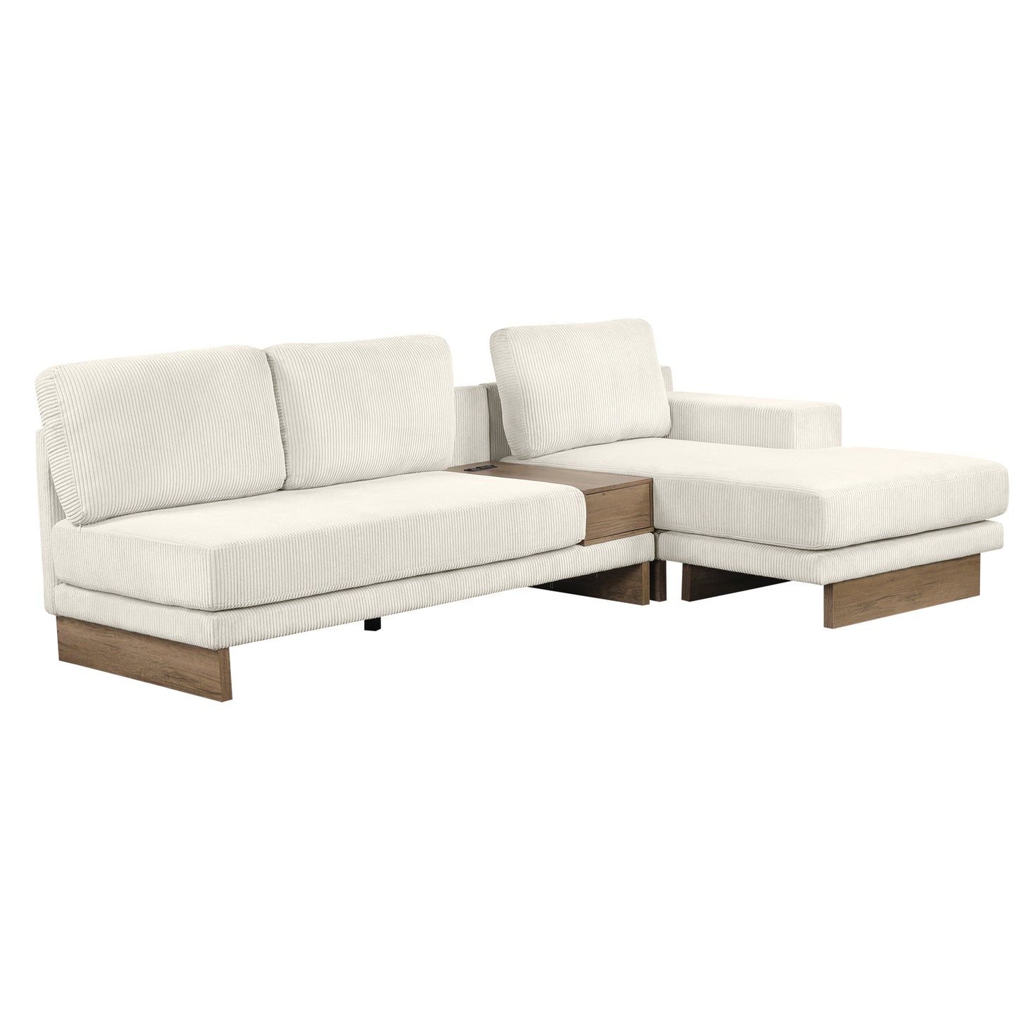 114" L-shaped Sofa Sectional Sofa with Two USB Ports and Two Power Sockets, a Storage Drawer and a Reversible Chaise Lounge for Living Room, Beige