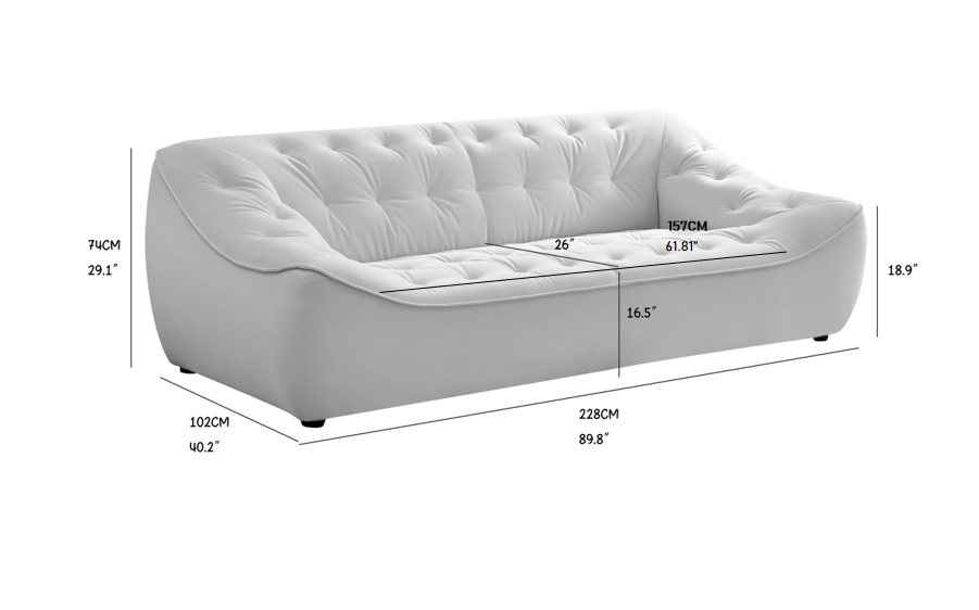 WKS10W White  sofa with , durable fabric, solid wood frame, high density sponge filler