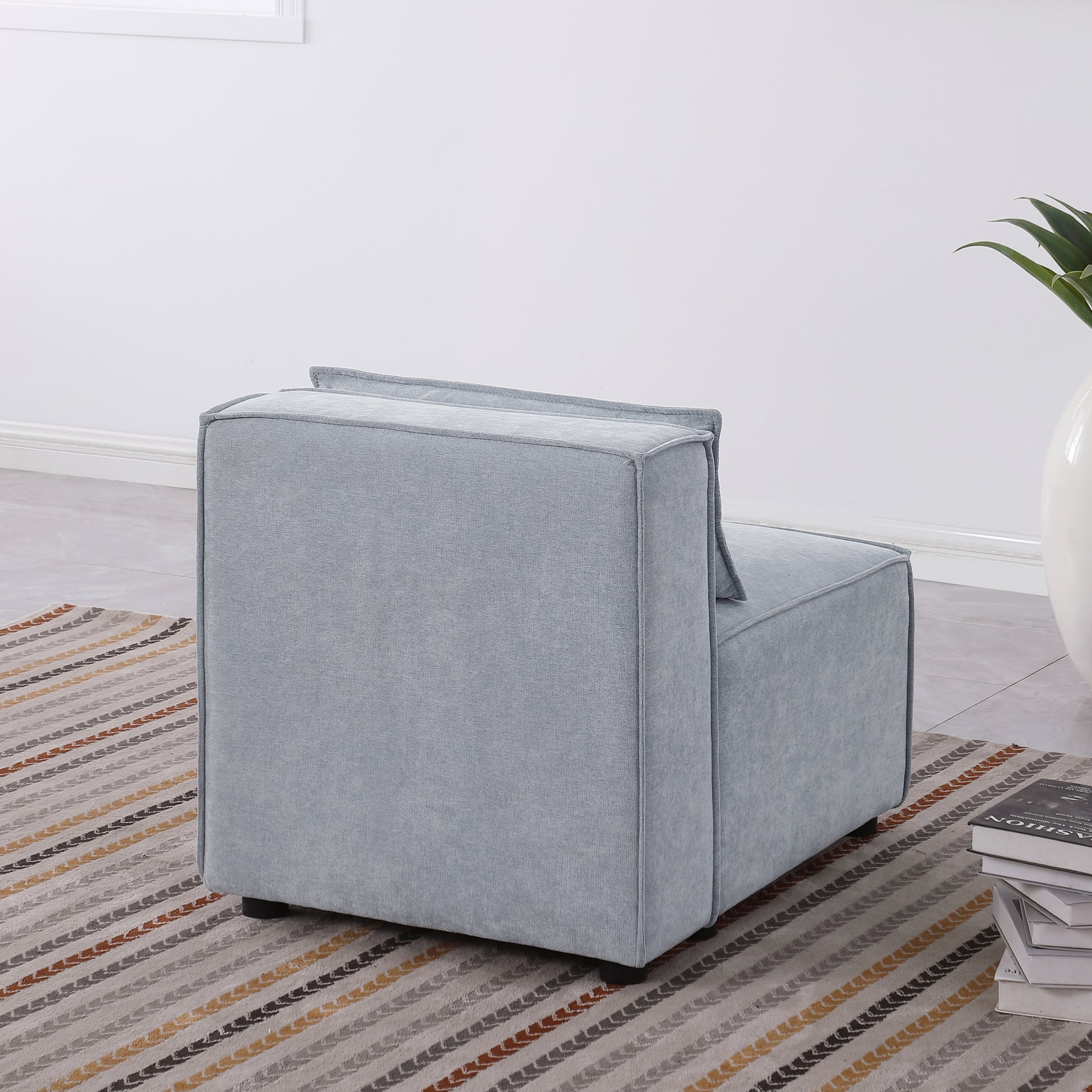 modular sofa Grayish blue  chenille fabric,  simple and grand, the seat and back is very soft. this is also a KNOCK DOWN sofa