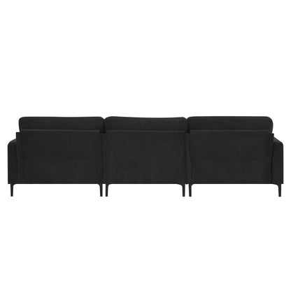 Modern Velvet L-Shaped Sectional Sofa, 4-Seater, Convertible Ottoman, Freely Combinable Sofa