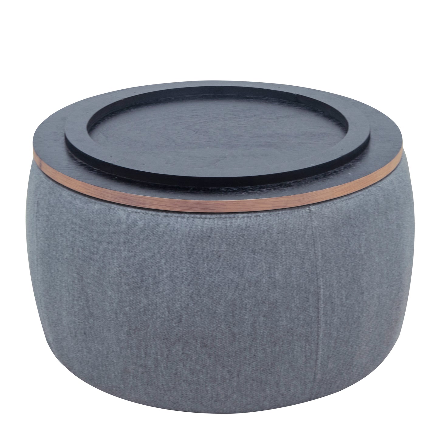 Round Storage Ottoman, 2 in 1 Function, Work as End table and Ottoman, Dark Grey (25.5"x25.5"x14.5")