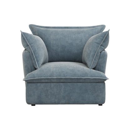 Chenille Armchair-Modern Accent Chair & Single Sofa Chair,Comfortable Seating for Living Room & Bedroom, Blue