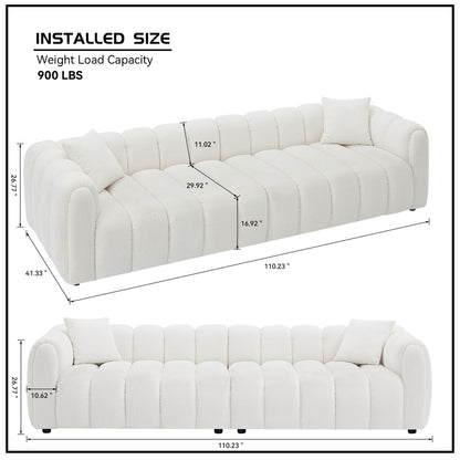 110.23 Inch Oversized Modern Design Sofa,Upholstery Tufted Cloud 41.33''Oversized  Deep Seat Sofa,Teddy Fabric Boucle 4 Seats Couch with Solid Wood for Living Room, Office, Bedroom,Apartment