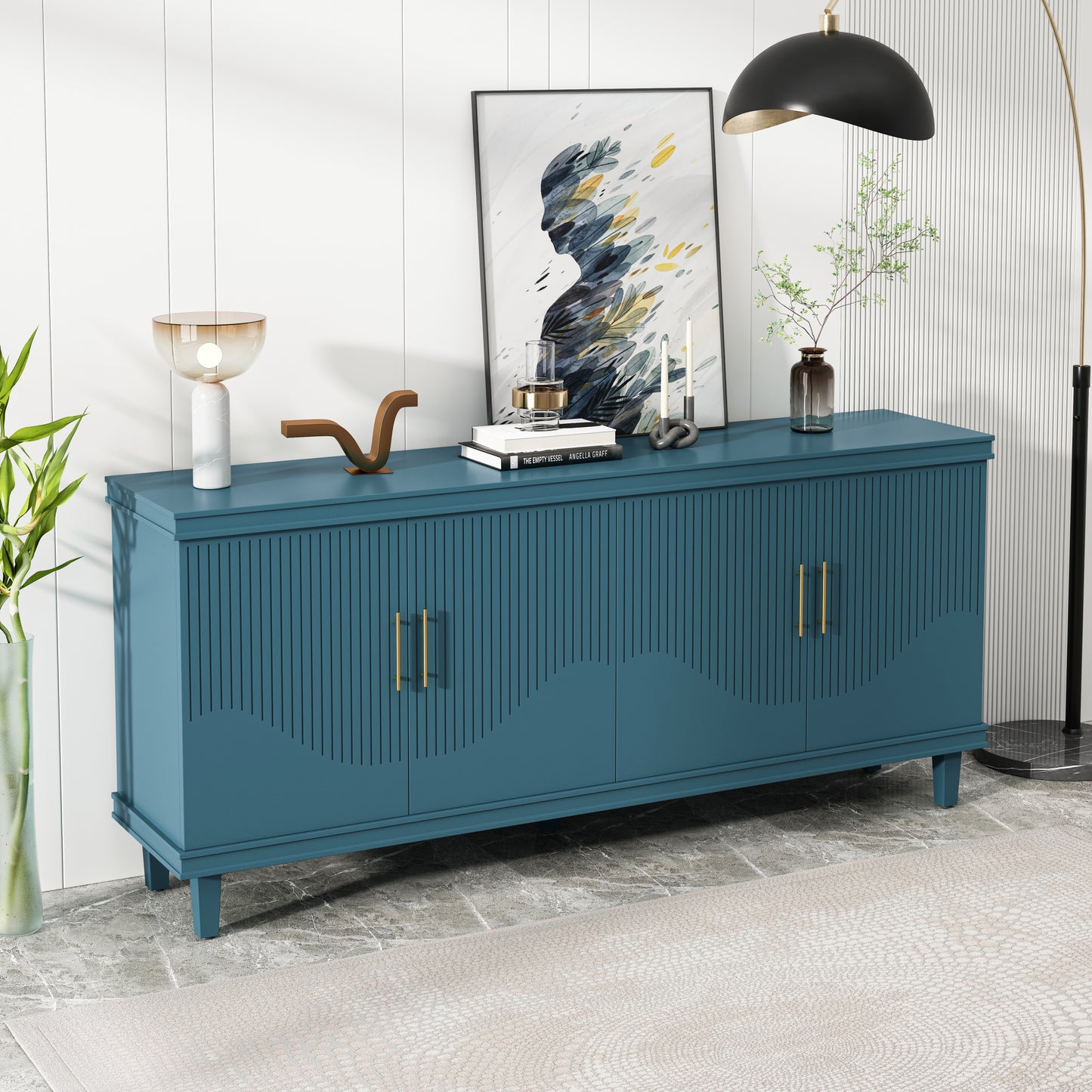 70.07''Large Size 4-Door Cabinet, Same as Living Room, Kitchen, Bedroom, Hallway ,Olive Green,Navy Blue,Peacock Blue