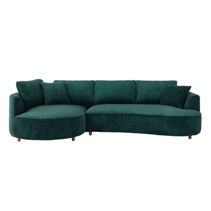 122.04 inch Oversized Sectional Sofa, Modern Couch with Chaise, Comfy Sofa Couch with Left  Facing Chaise,Corduroy Sofa Green