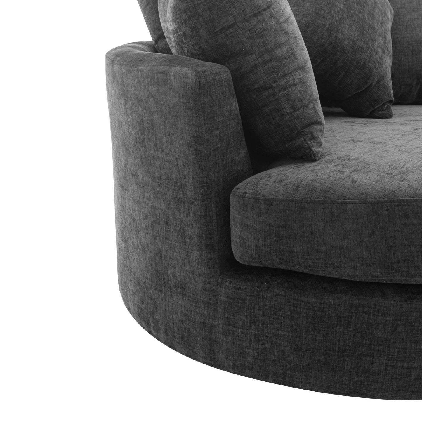 Orisfur. 360° Swivel Accent Barrel Chair with Storage Ottoman & 4 Pillows, Modern Chenille Leisure Chair Round Accent for Living Room, Gray