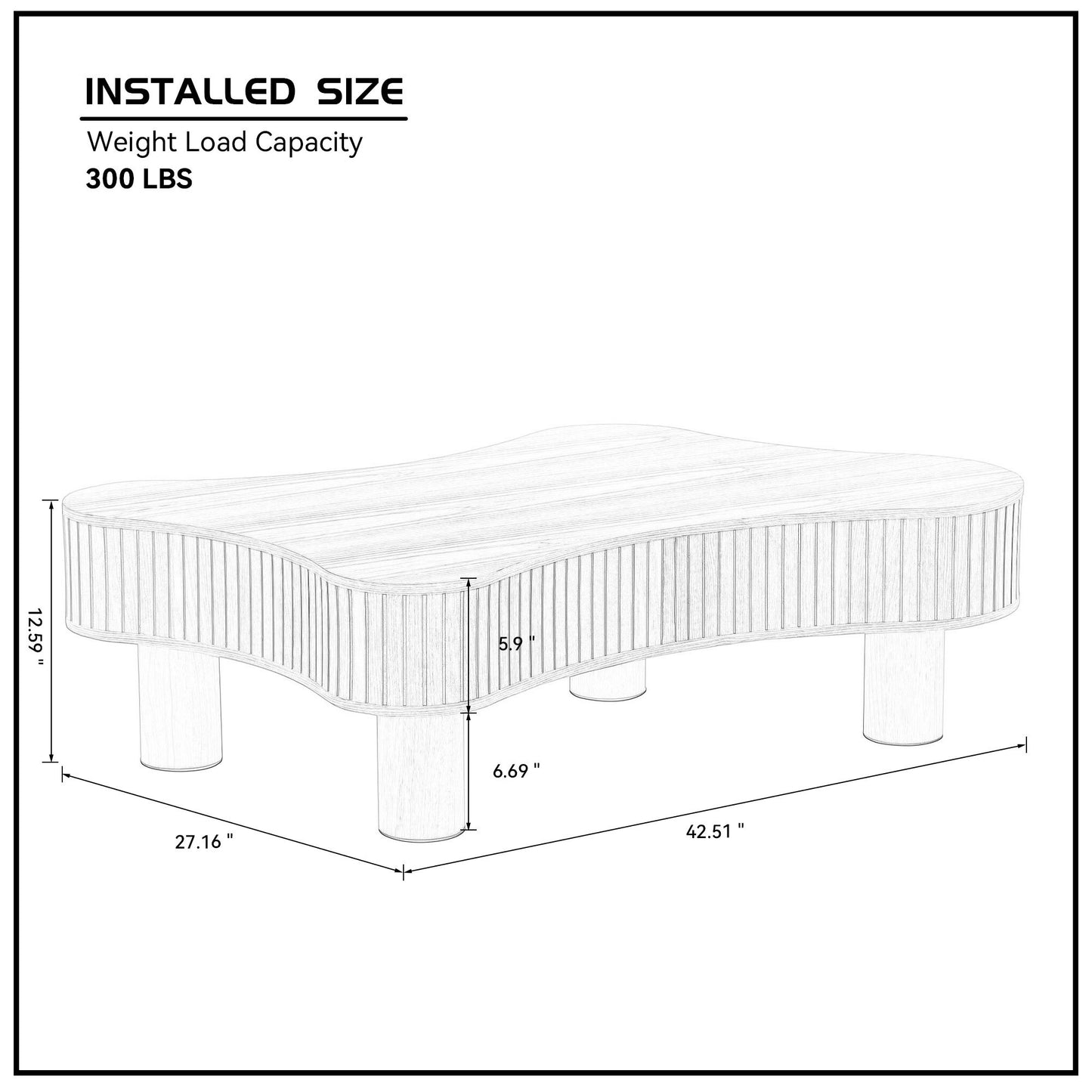 42.52 Inch Modern Wooden Handcraft Drum Coffee Table Irregular Shaped Coffee Table for Living Room,Small Coffee Table with Sturdy Pedestal,Natural Color