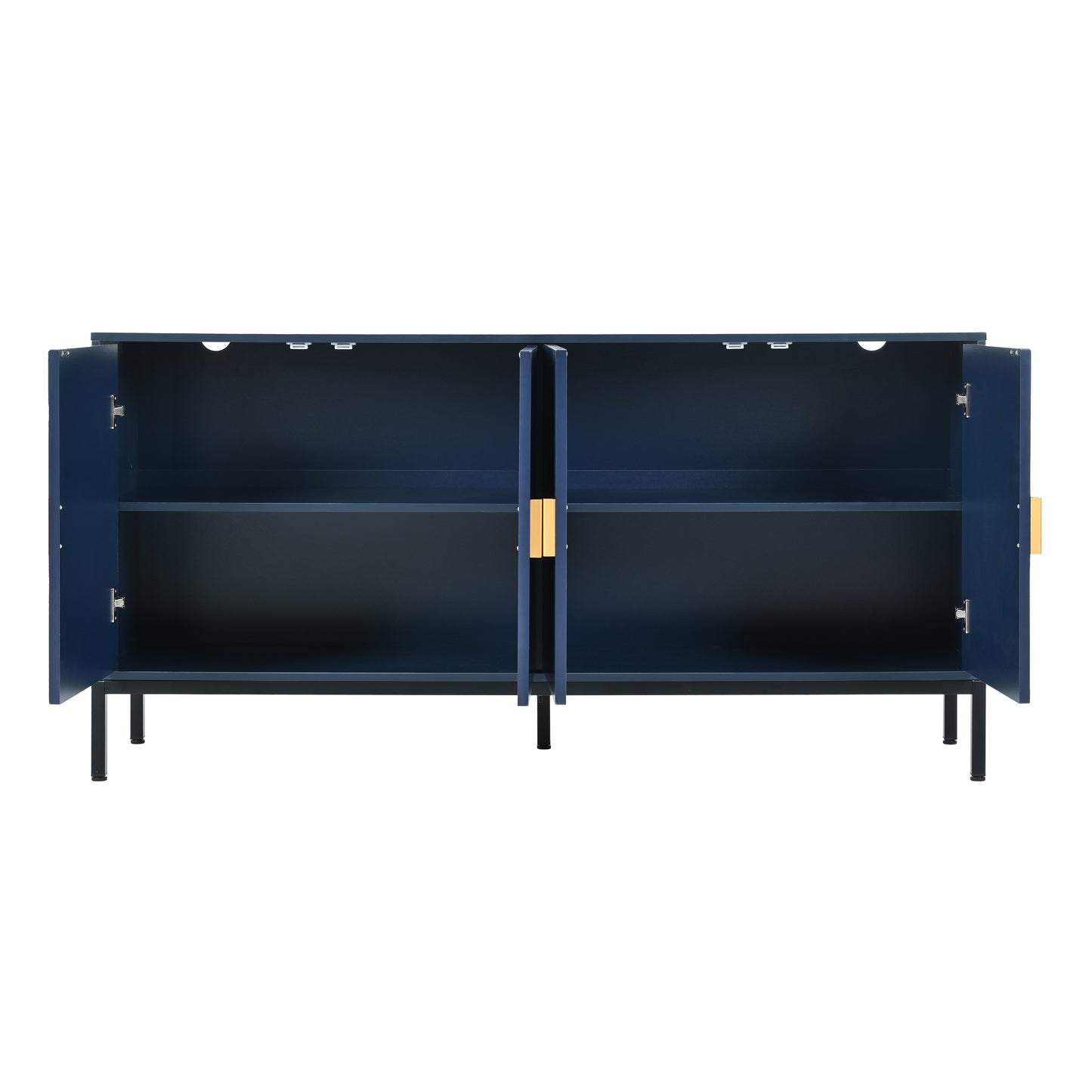 U_STYLE  Exquisite Vertical-Striped Four-Door Sideboard with Sturdy Metal Legs and Semi-Circular Handles, Suitable for Study, Entryway and Living Room