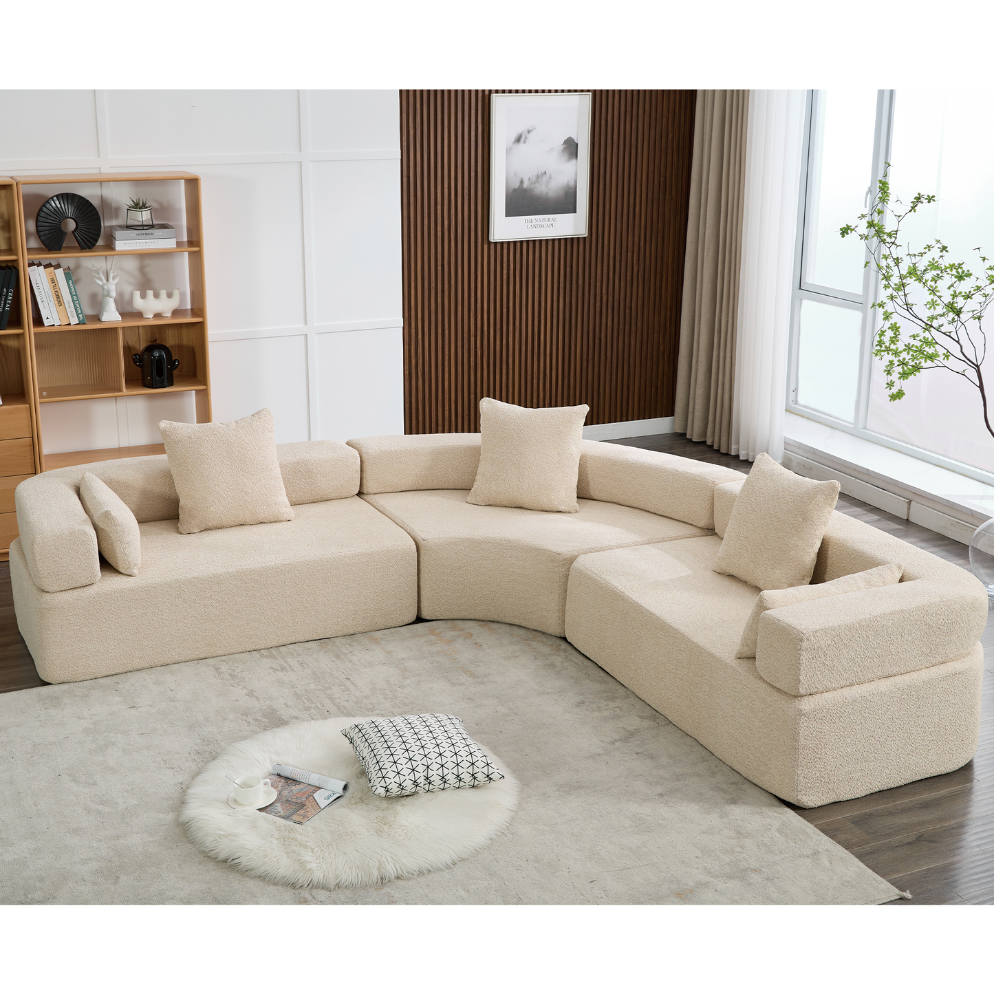 Henry Khaki Oversized Modern Modular Curved Sofa