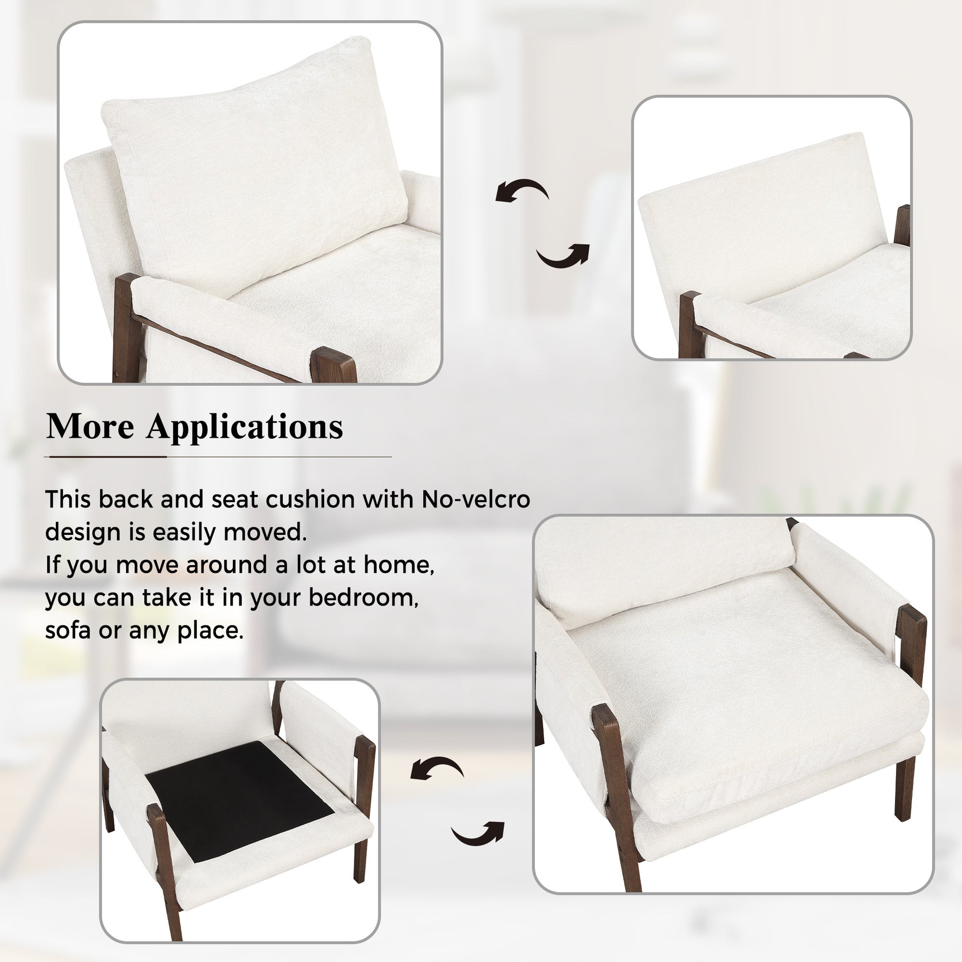 Kelly Mid-Century Modern Velvet Accent Armchair, White