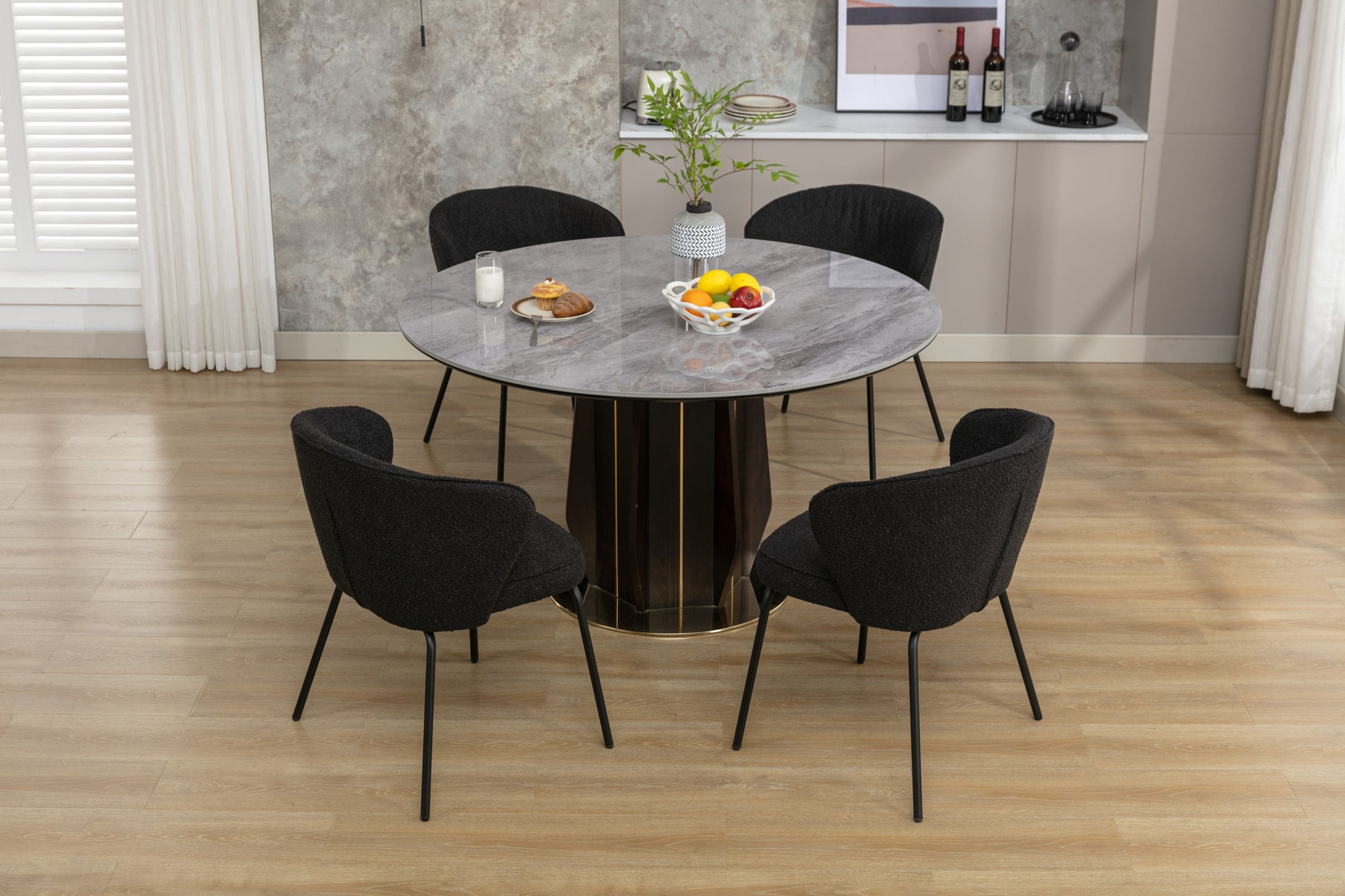 Retro Minimalist Modern Boucle Fabric Dining Chairs