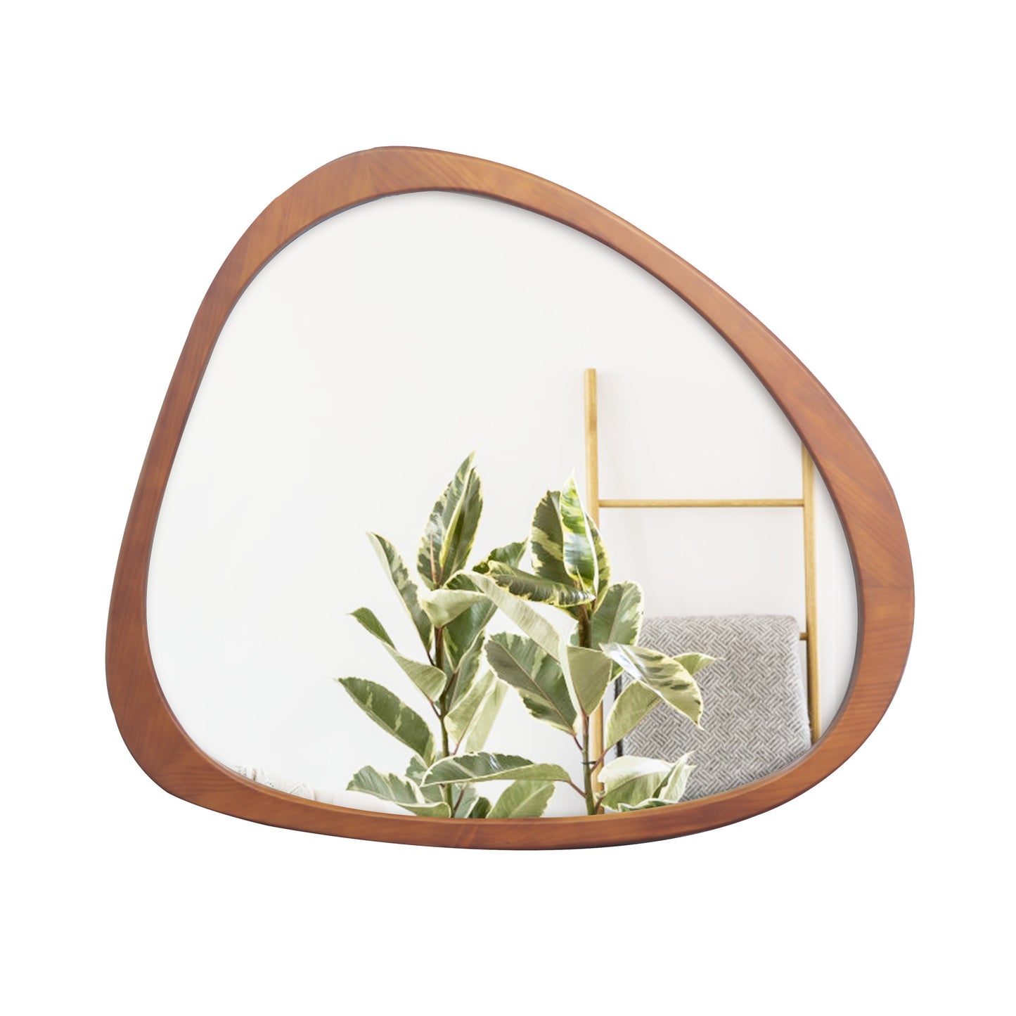 Solid Wood Mirror 45 Inch Asymmetrical Wall Mirror Wooden Framed Mirror Large Sized Dressing Mirror, for Living Room, Bedroom, Bathroom, Hallway or Entry Way