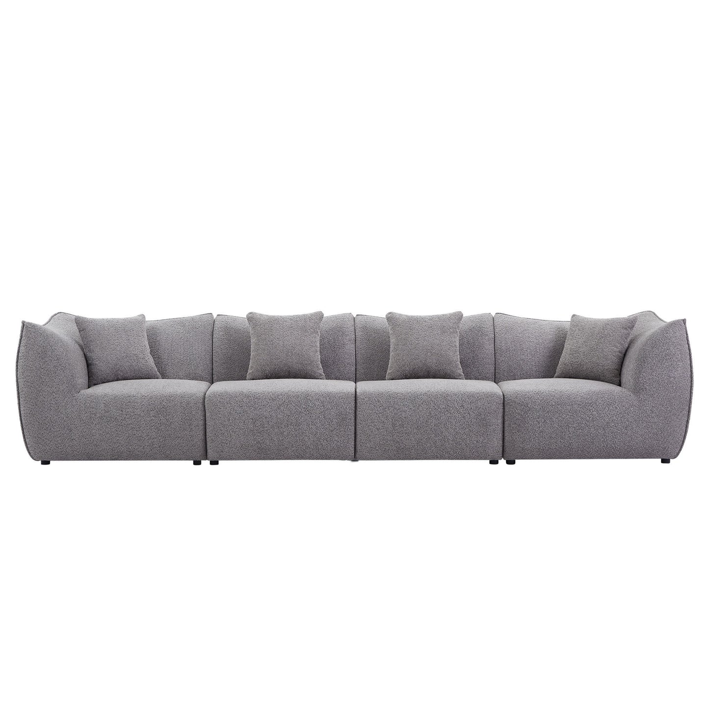 145 inch Modular Sectional Couch 4-Seater Sectional Sofa Convertible Comfy Couches for Living Room Apartment, Office,Grey