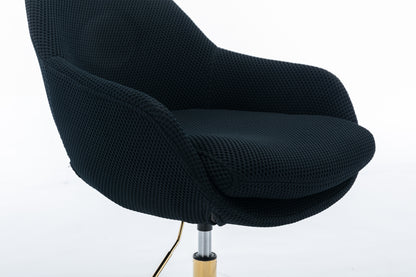 046-Mesh Fabric Home Office 360°Swivel Chair Adjustable Height With Gold Metal Base,Black