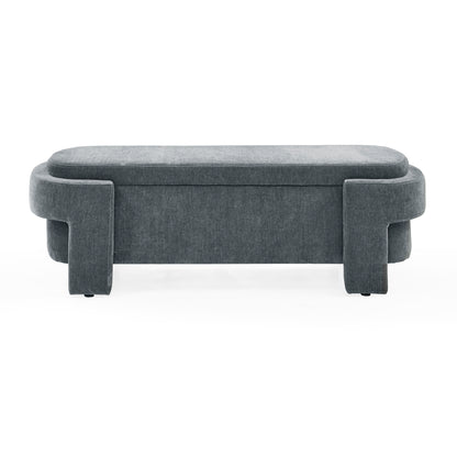 Chenille Upholstered Bench with Large Storage Space for the Living Room, Entryway and Bedroom,Grey,( 51.5''x20.5''x17'' )