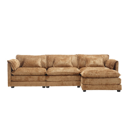 Modern Large boucle Fabric L-Shape Sectional Chenille fabric, movable pedals, detachable armrests, oversized three-seat Sofa