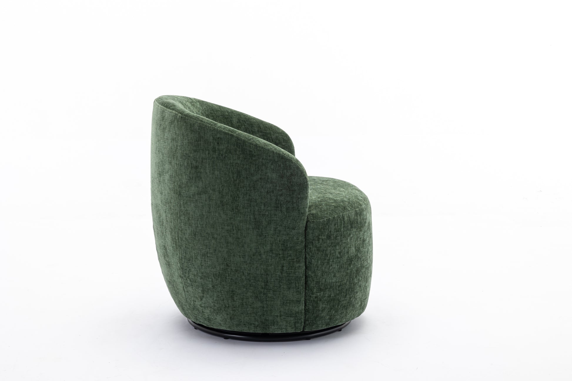 037-Chenille Fabric Swivel Accent Armchair Barrel Chair With Black Powder Coating Metal Ring,Green