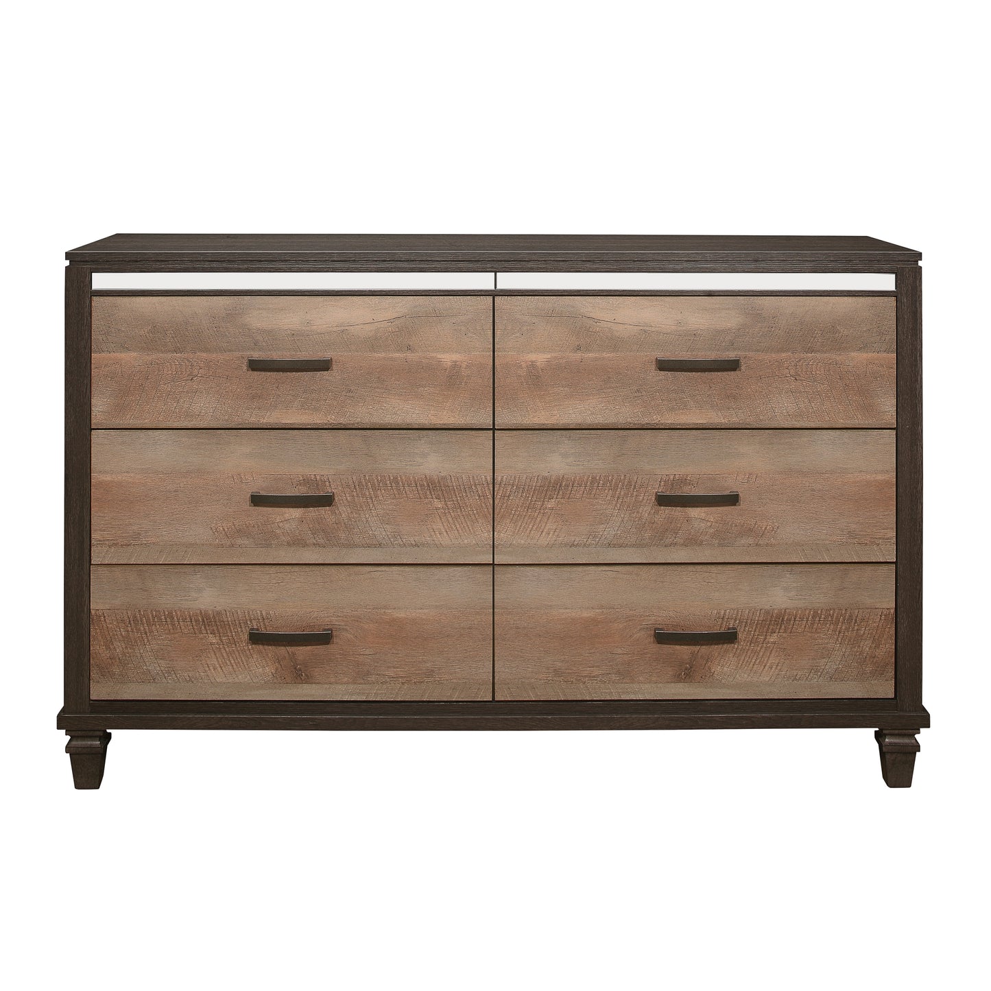 Modern Rustic Style 1pc Dresser of 6x Drawers 2-Tone Finish Wooden Bedroom Furniture