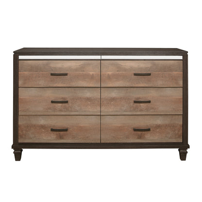 Modern Rustic Style 1pc Dresser of 6x Drawers 2-Tone Finish Wooden Bedroom Furniture